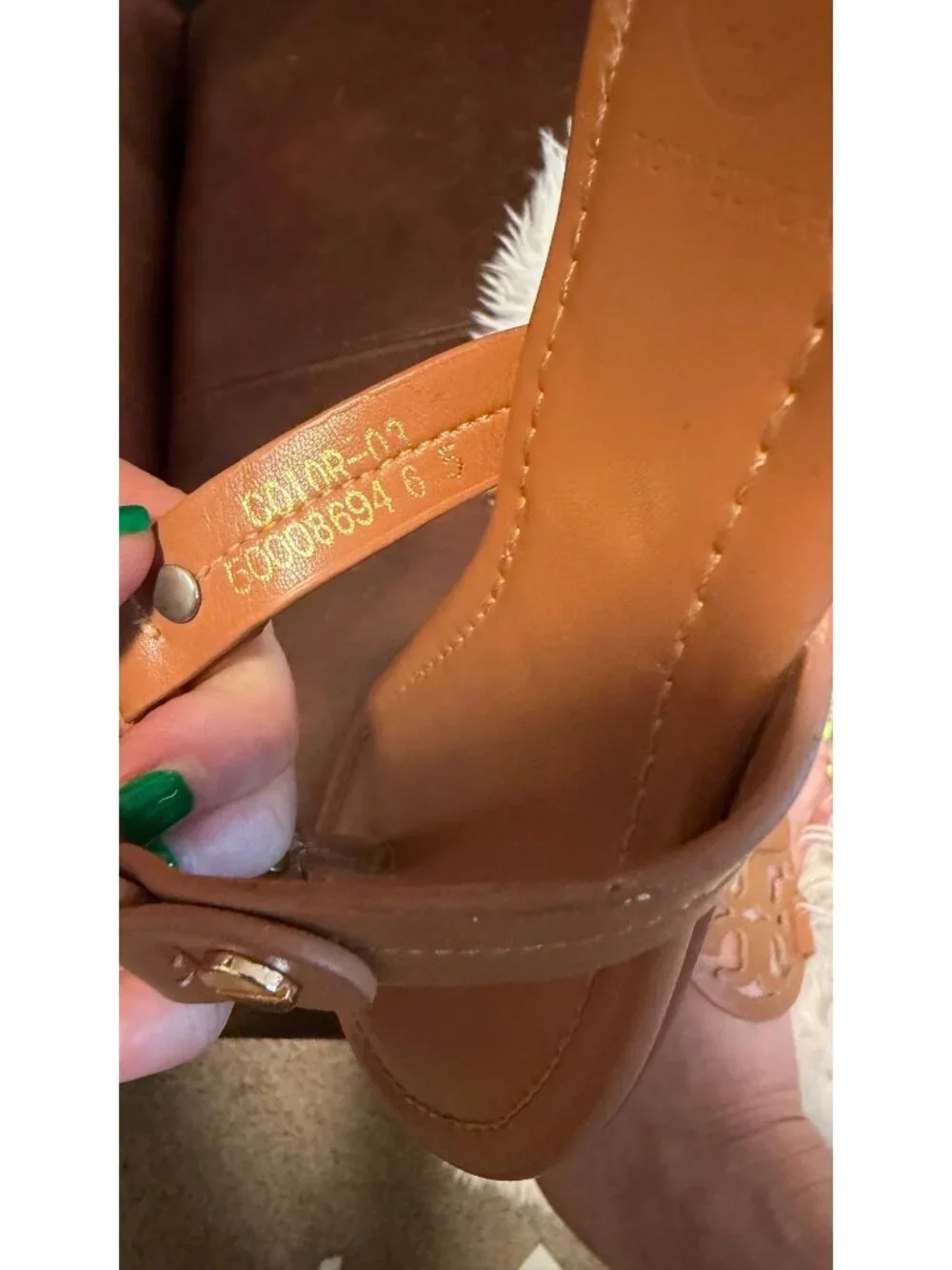 Tory Burch Miller Womens Honey Brown Sandals Size 6.5 Thong Leather Casual Slip-